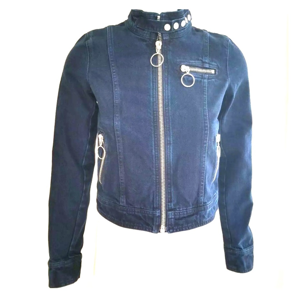 Marques Almeida dark wash moto denim jacket